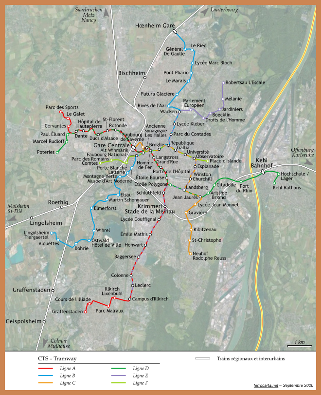 Cartes ferroviaires de la France | Strasbourg